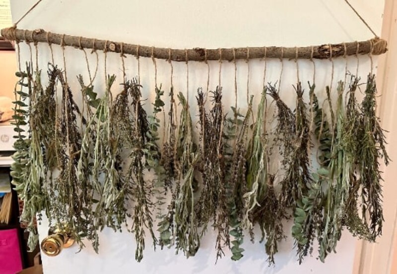 Rustic Hanging Dried Herbs and Lavender Wall Decor, Home Accent